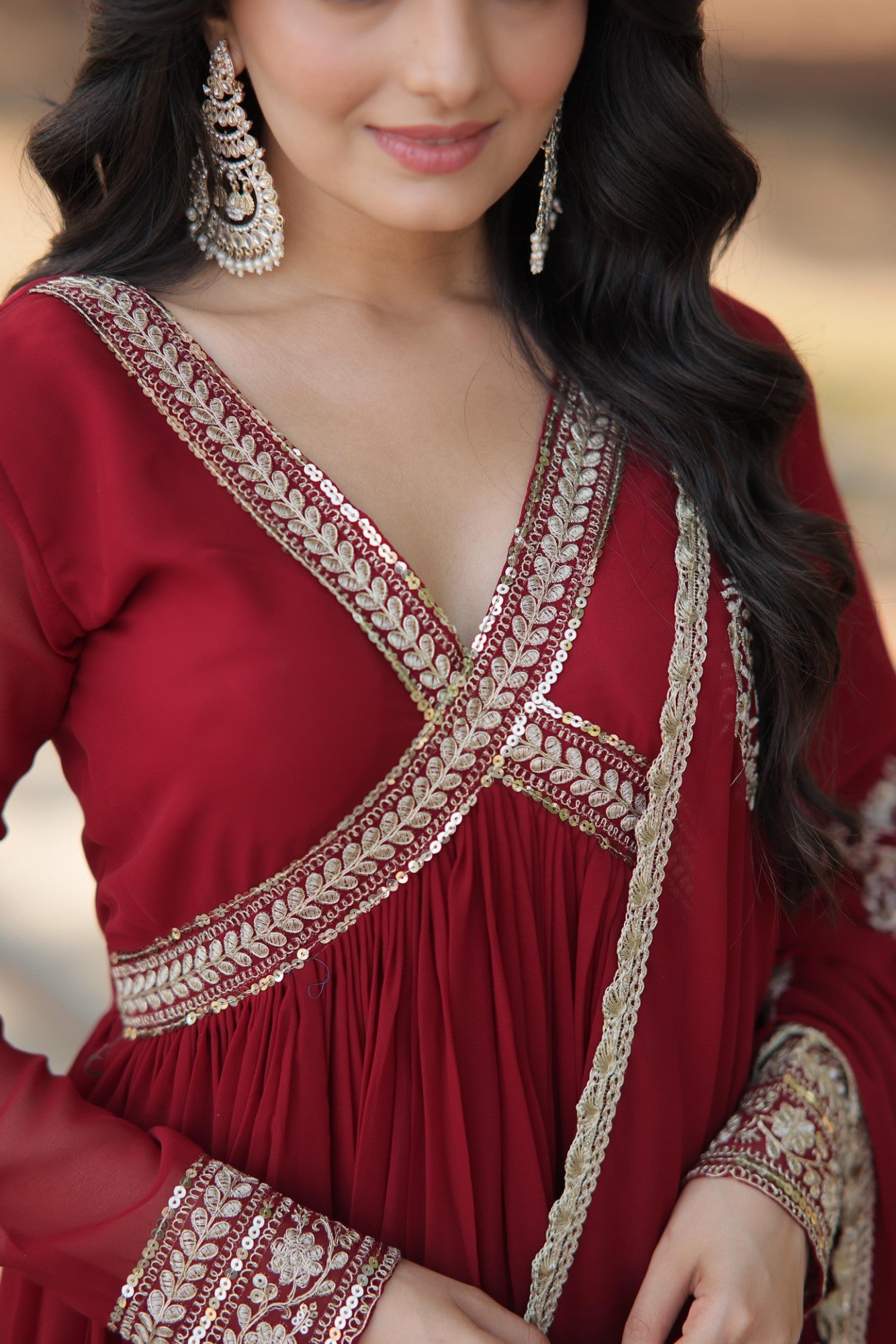 Readymade Gown Alia cut Pattern with Dupatta Set for women