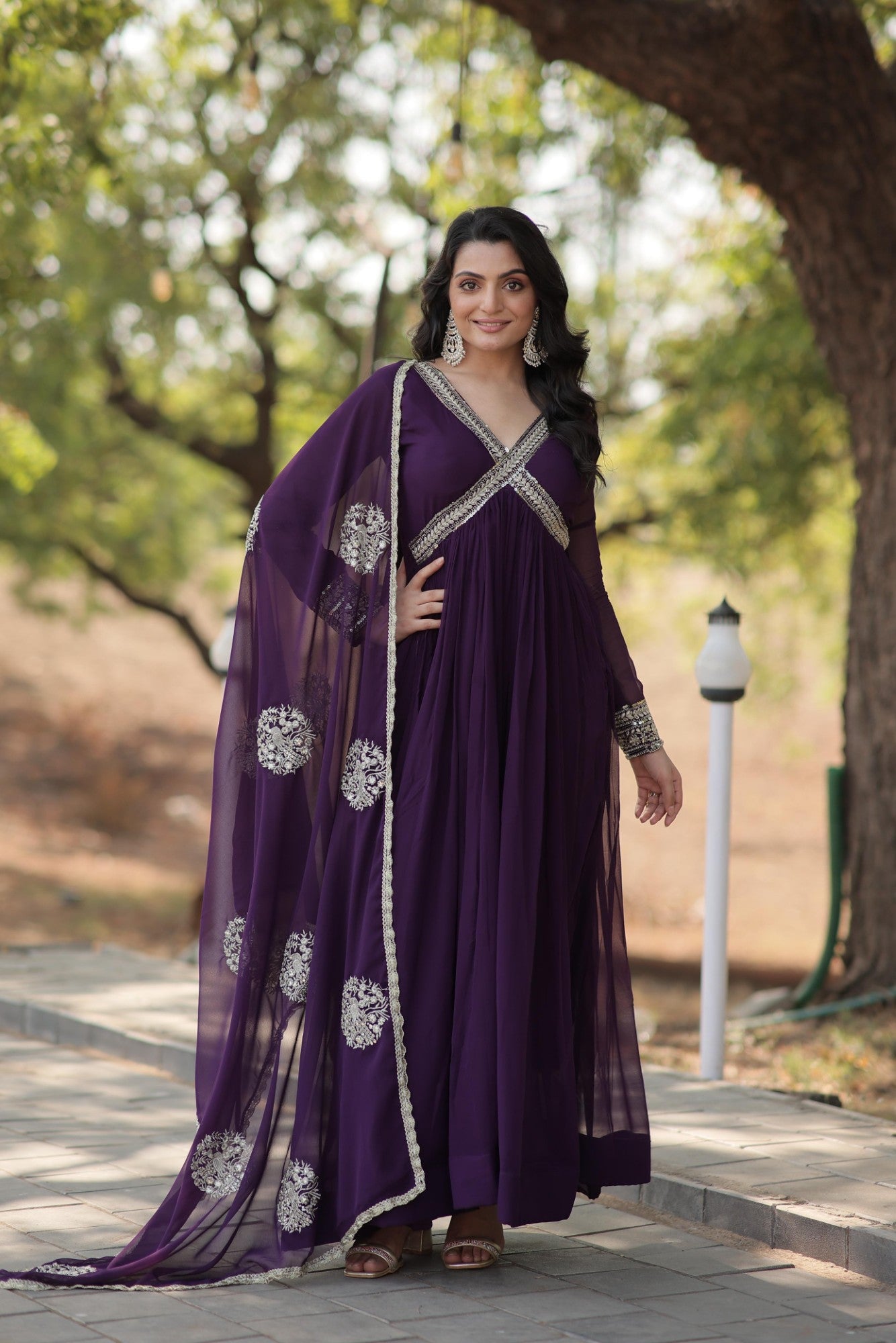 Readymade Gown Alia cut Pattern with Dupatta Set for women