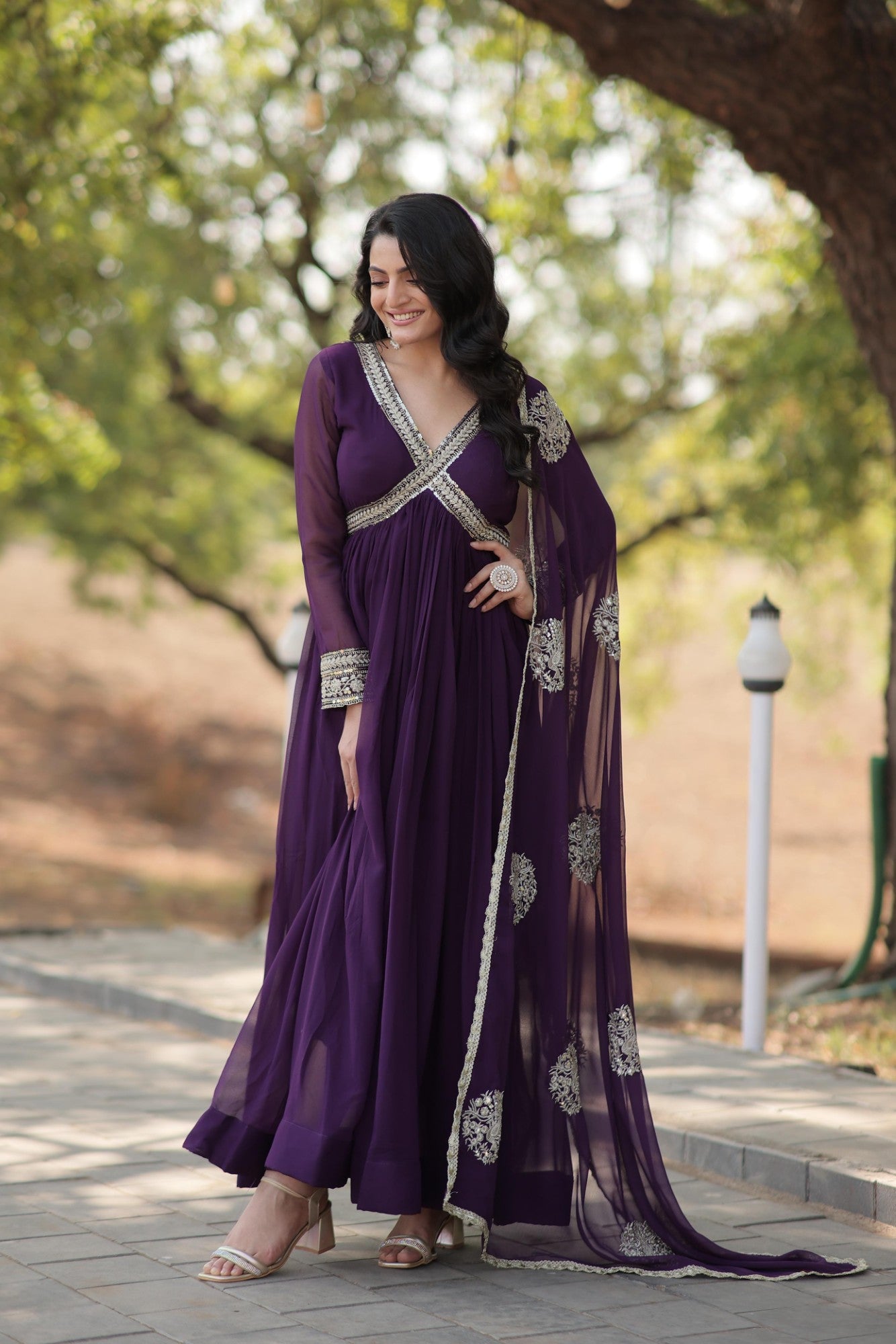 Readymade Gown Alia cut Pattern with Dupatta Set for women