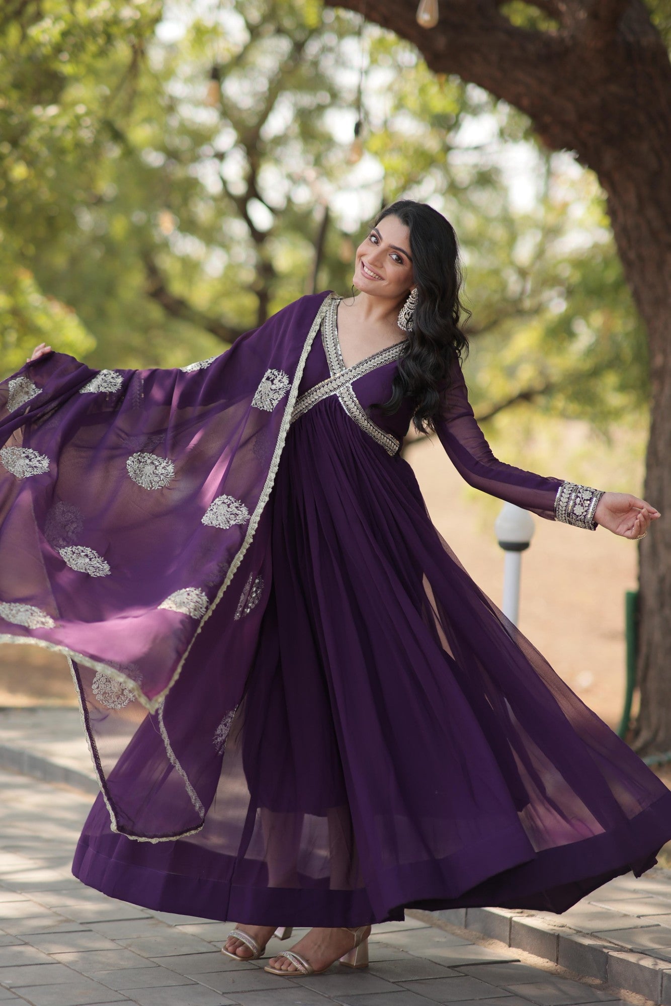 Readymade Gown Alia cut Pattern with Dupatta Set for women