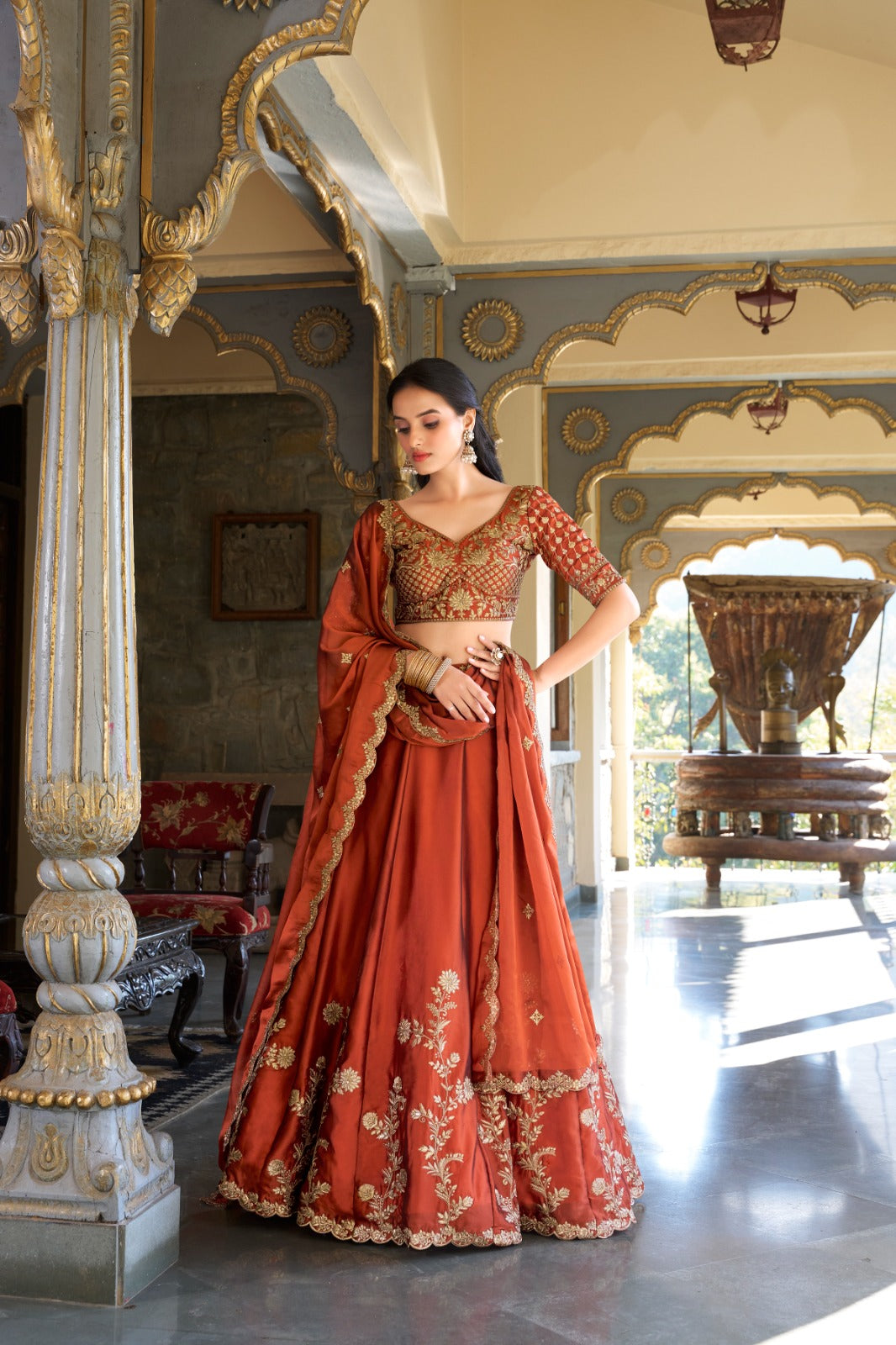 Rangoli silk with Sequins and thread embroidery work Lehenga Choli with Dupatta