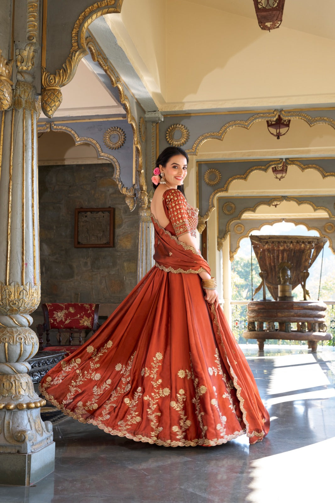 Rangoli silk with Sequins and thread embroidery work Lehenga Choli with Dupatta