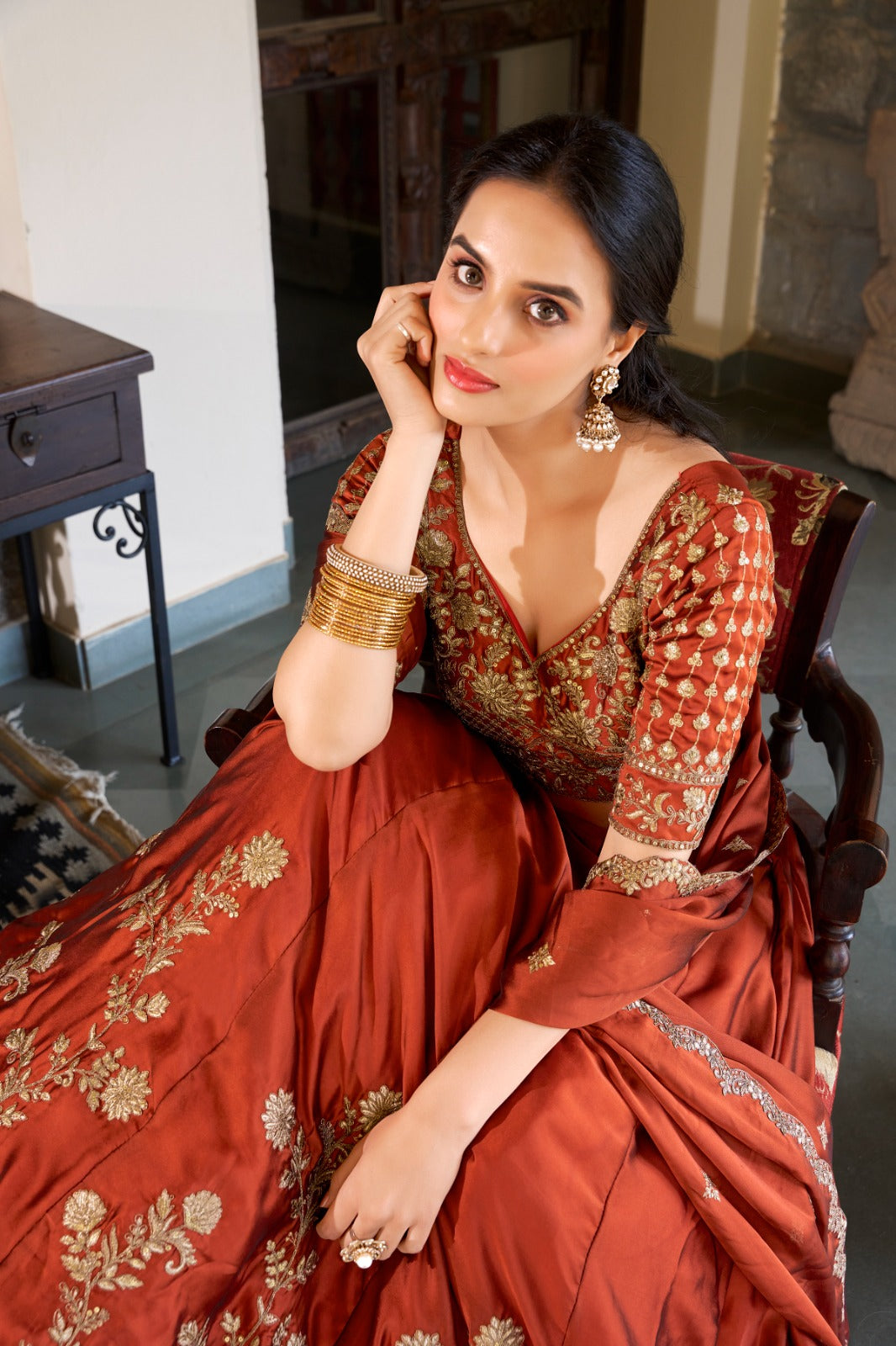 Rangoli silk with Sequins and thread embroidery work Lehenga Choli with Dupatta
