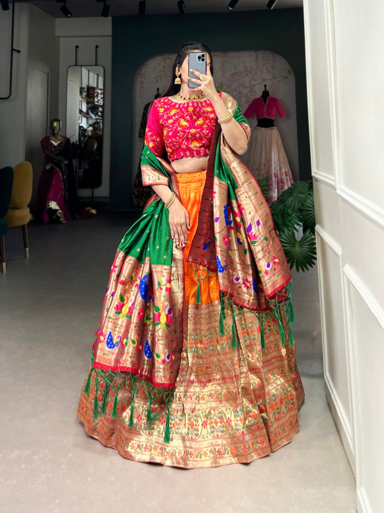 Paithani lehenga choli with Zari weaving work Jacquard fabric