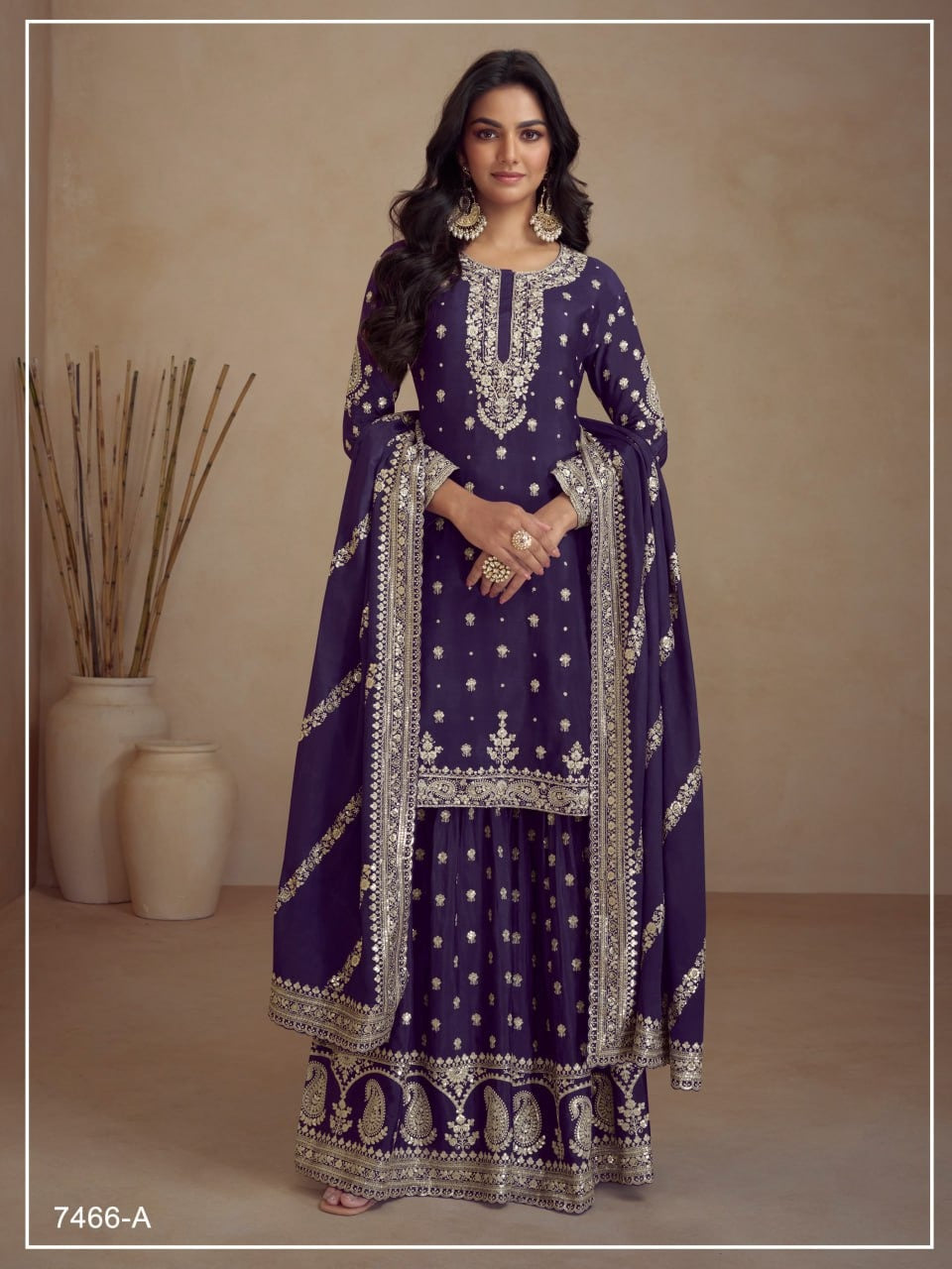 Pakistani Sharara Suit Jimmy Cho Fabric with Embroidered work Sharara Set for women