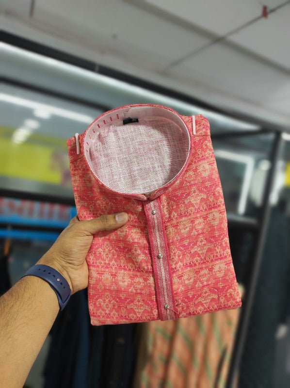Semi Linen Kurta Pajama with Digital Printed Multi color Kurta Pajama for Men