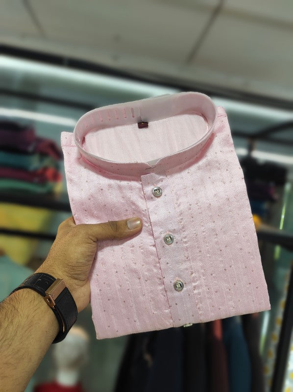Kurta Pajama on Jacquard Silk Fabric with Buti Work with Cotton Inner
