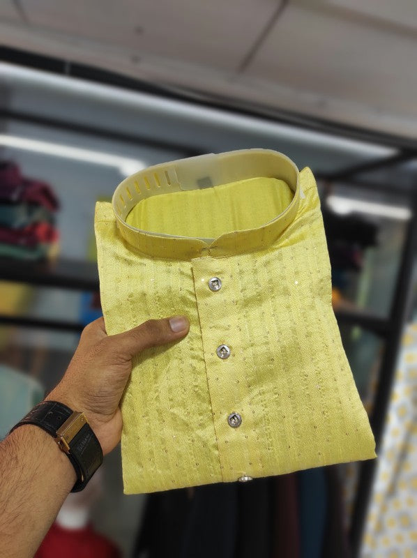 Kurta Pajama on Jacquard Silk Fabric with Buti Work with Cotton Inner