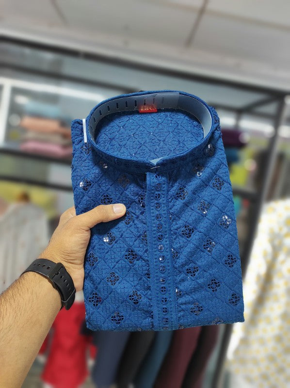 Heavy Rayon Fabric with Lakhnawi and sequence work Kurta Pajama