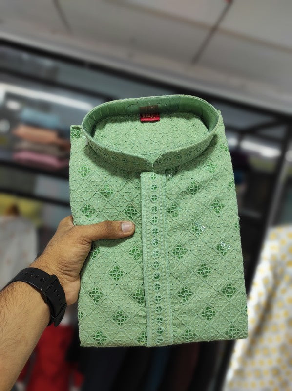Heavy Rayon Fabric with Lakhnawi and sequence work Kurta Pajama
