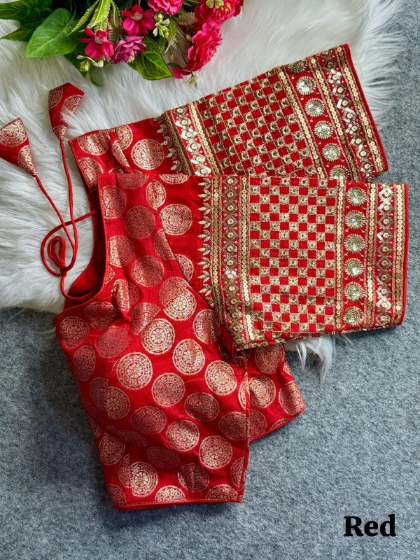 Silk Blouse for Women Sequence with Embroidery work on Sleeves