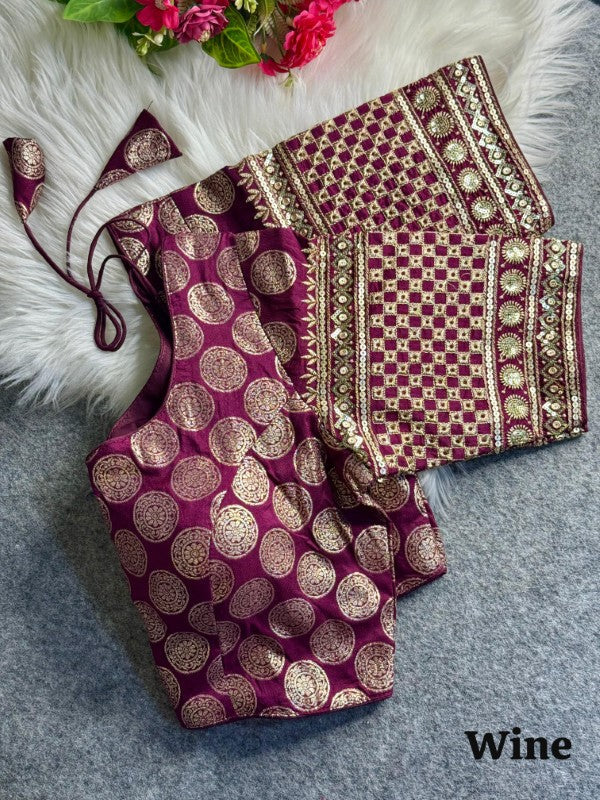 Silk Blouse for Women Sequence with Embroidery work on Sleeves