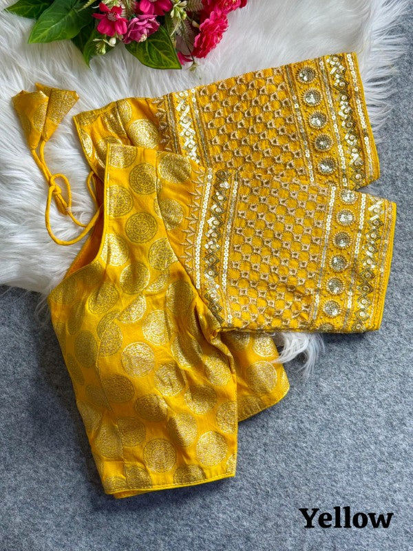 Silk Blouse for Women Sequence with Embroidery work on Sleeves