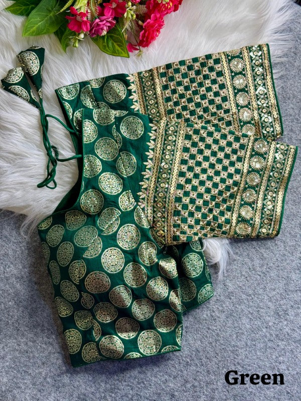Silk Blouse for Women Sequence with Embroidery work on Sleeves