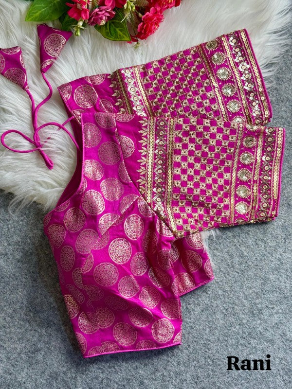 Silk Blouse for Women Sequence with Embroidery work on Sleeves