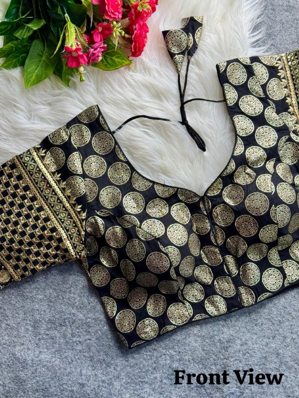 Silk Blouse for Women Sequence with Embroidery work on Sleeves
