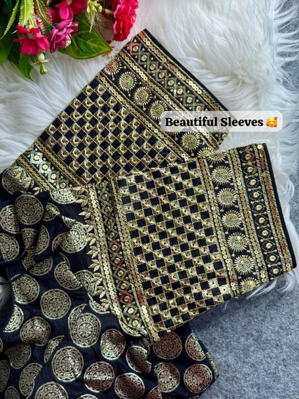 Silk Blouse for Women Sequence with Embroidery work on Sleeves