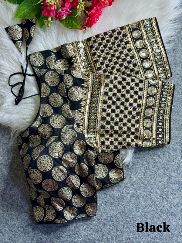 Silk Blouse for Women Sequence with Embroidery work on Sleeves