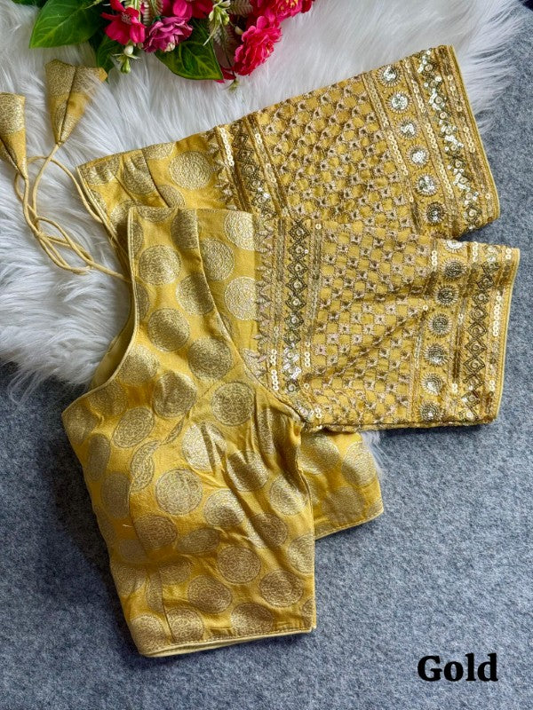Silk Blouse for Women Sequence with Embroidery work on Sleeves