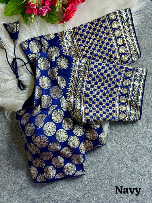 Silk Blouse for Women Sequence with Embroidery work on Sleeves