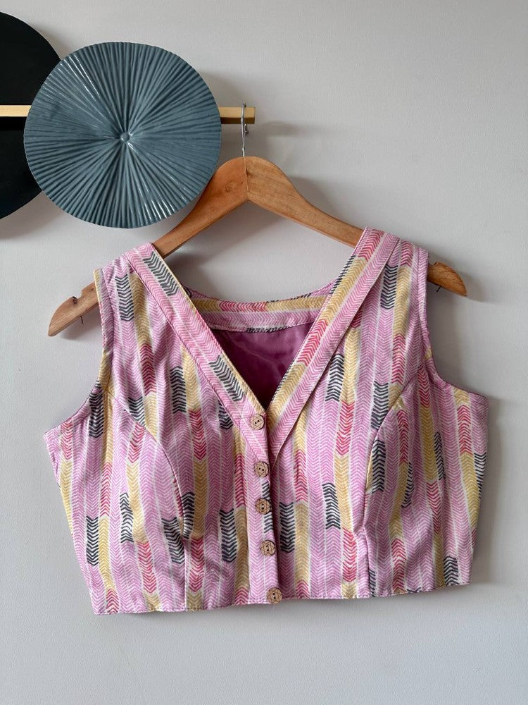 Sleeveless blouse Cotton fabric Hand block printed blouse wear blouse