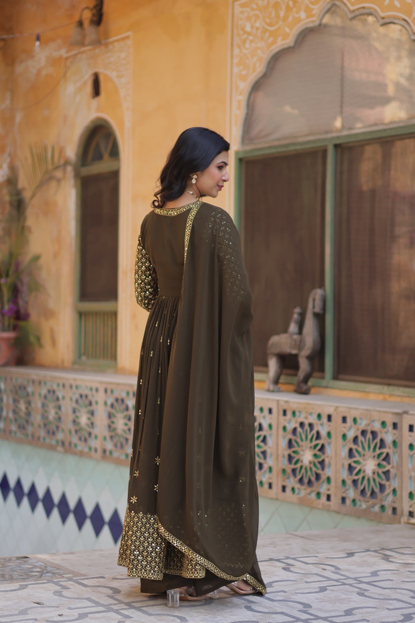 Readymade Heavy Anarkali Kurta Set for Women Georgette Fabric with Embroidery