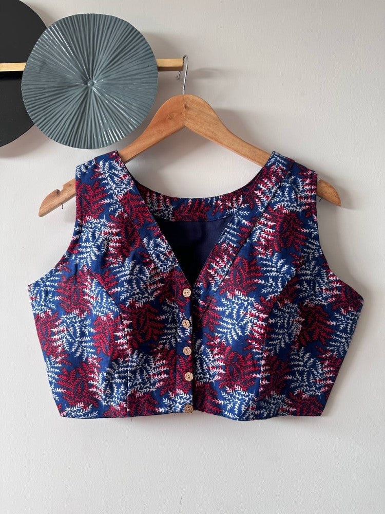 Sleeveless blouse Cotton fabric Hand block printed blouse wear blouse