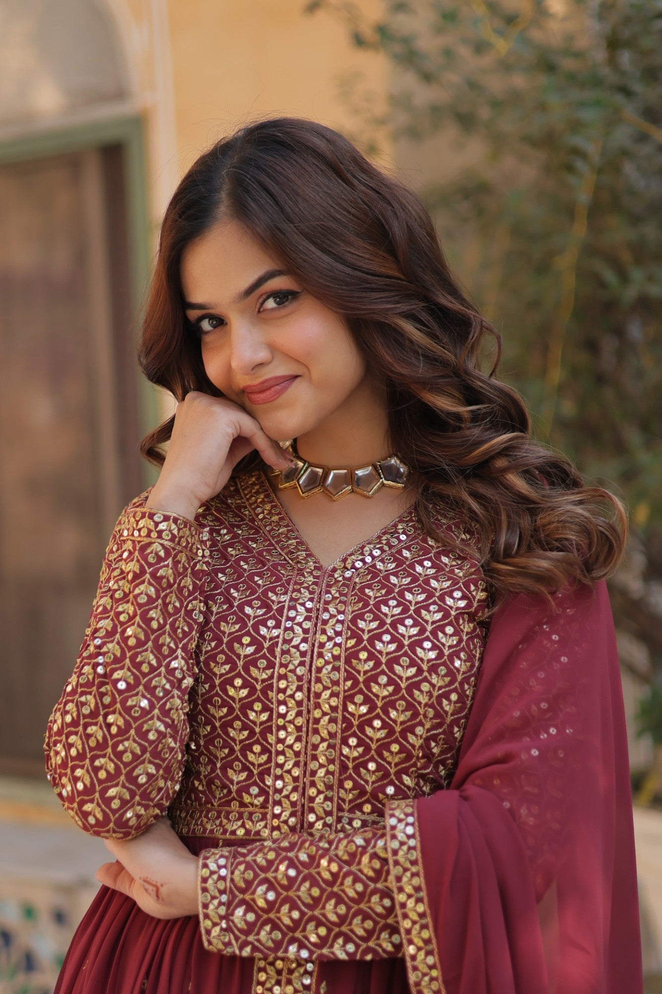 Readymade Heavy Anarkali Kurta Set for Women Georgette Fabric with Embroidery
