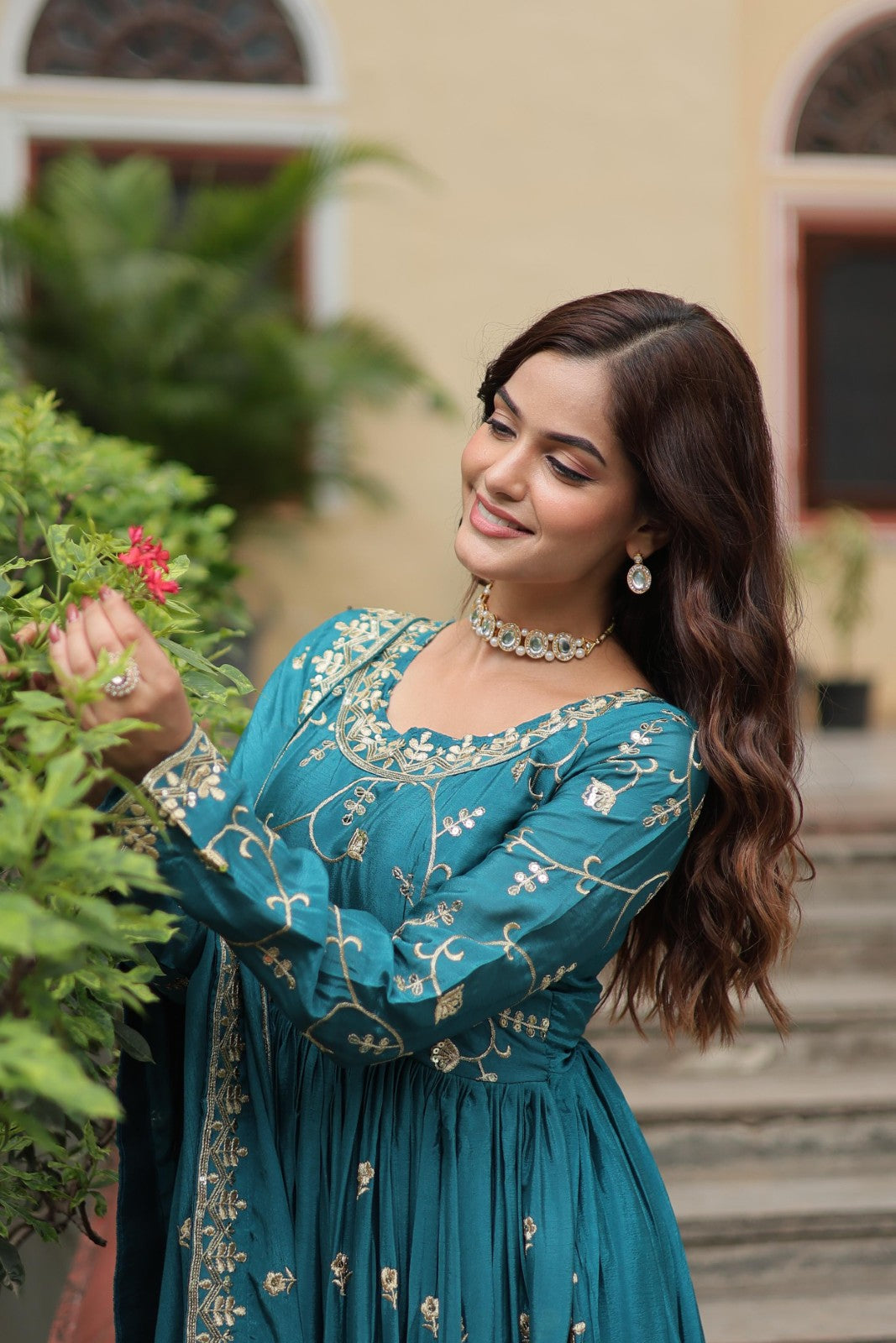 kurta set with Sharara Chinon with Sequins embroidered work Readymade kurta set