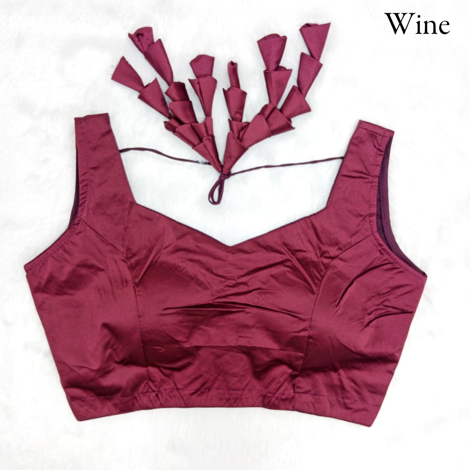 Western style sleeveless Padded Imported malai silk fabric with Fancy Jhumka blouse