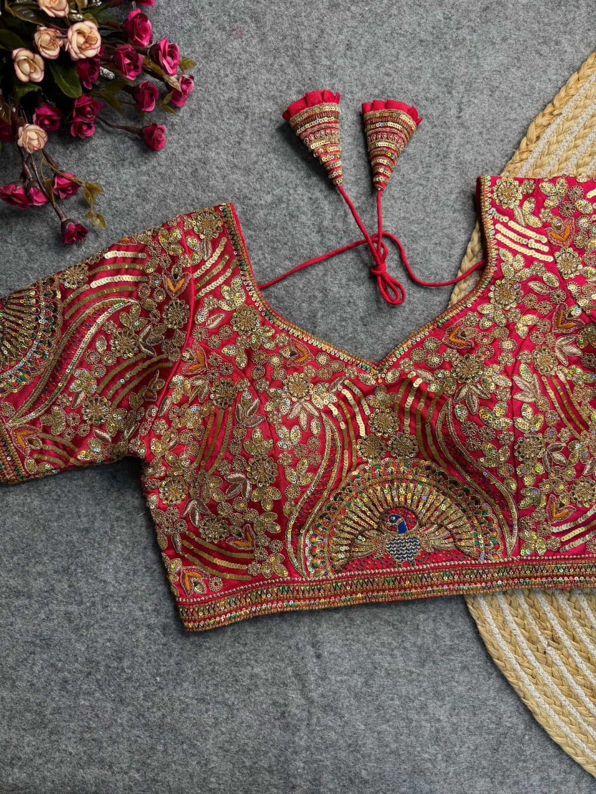 Pure soft Italian silk Embroidered with Sequins work Padded Readymade blouse