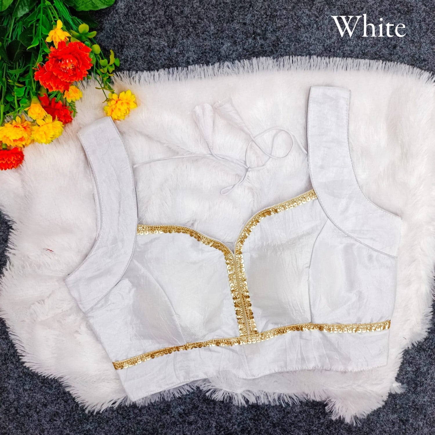 Western style Crop Top Gold Crush Sequin lace work Sleeveless Padded Blouse