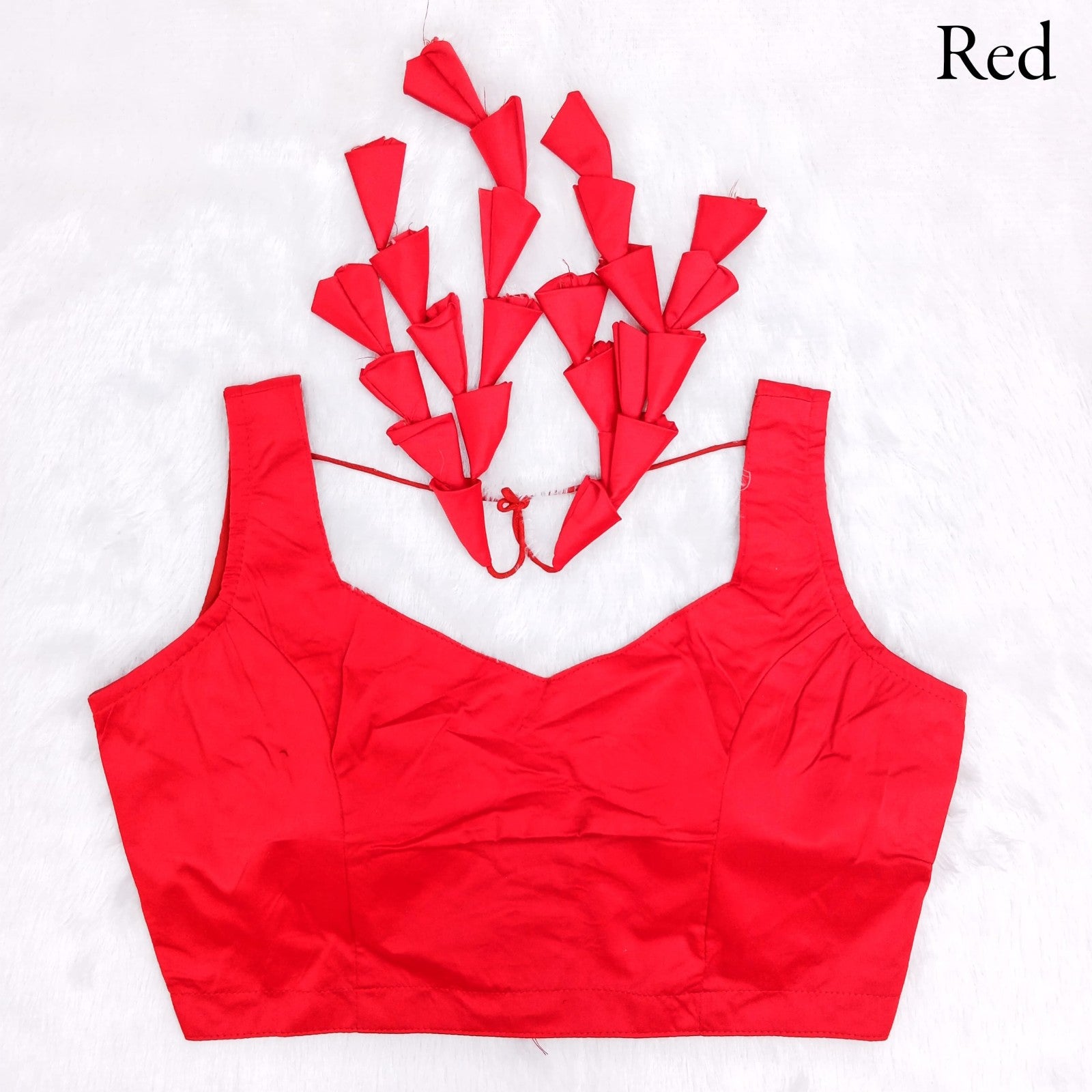 Western style sleeveless Padded Imported malai silk fabric with Fancy Jhumka blouse