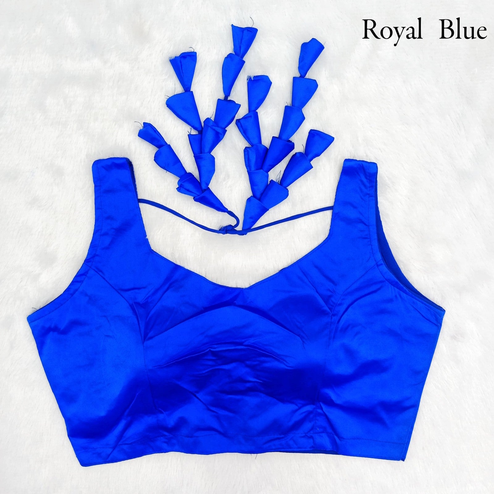 Western style sleeveless Padded Imported malai silk fabric with Fancy Jhumka blouse