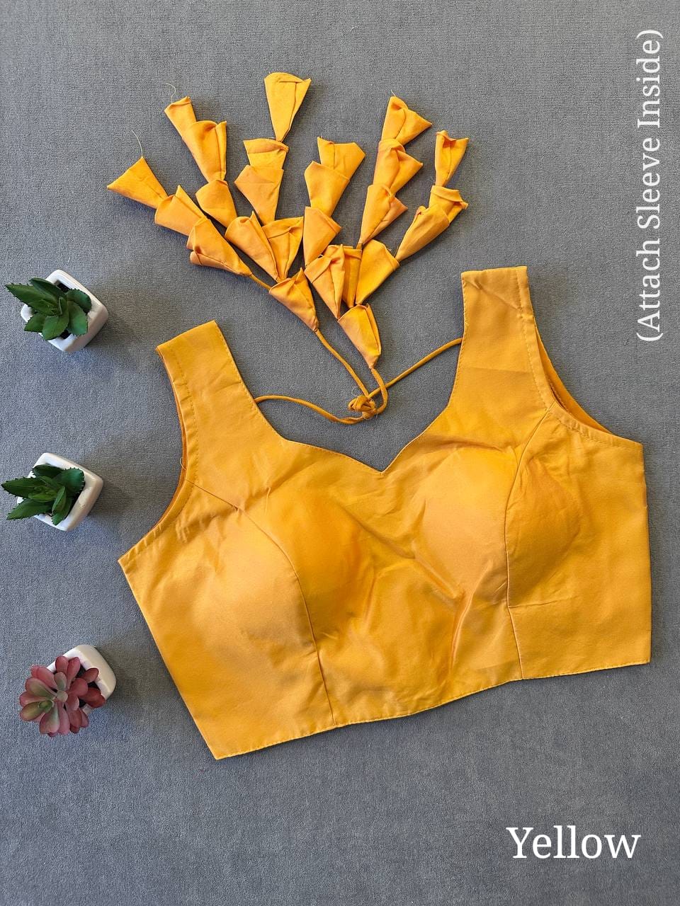 V neck Sleeveless Taffeta raw silk Padded women Crop top Bollywood Blouse