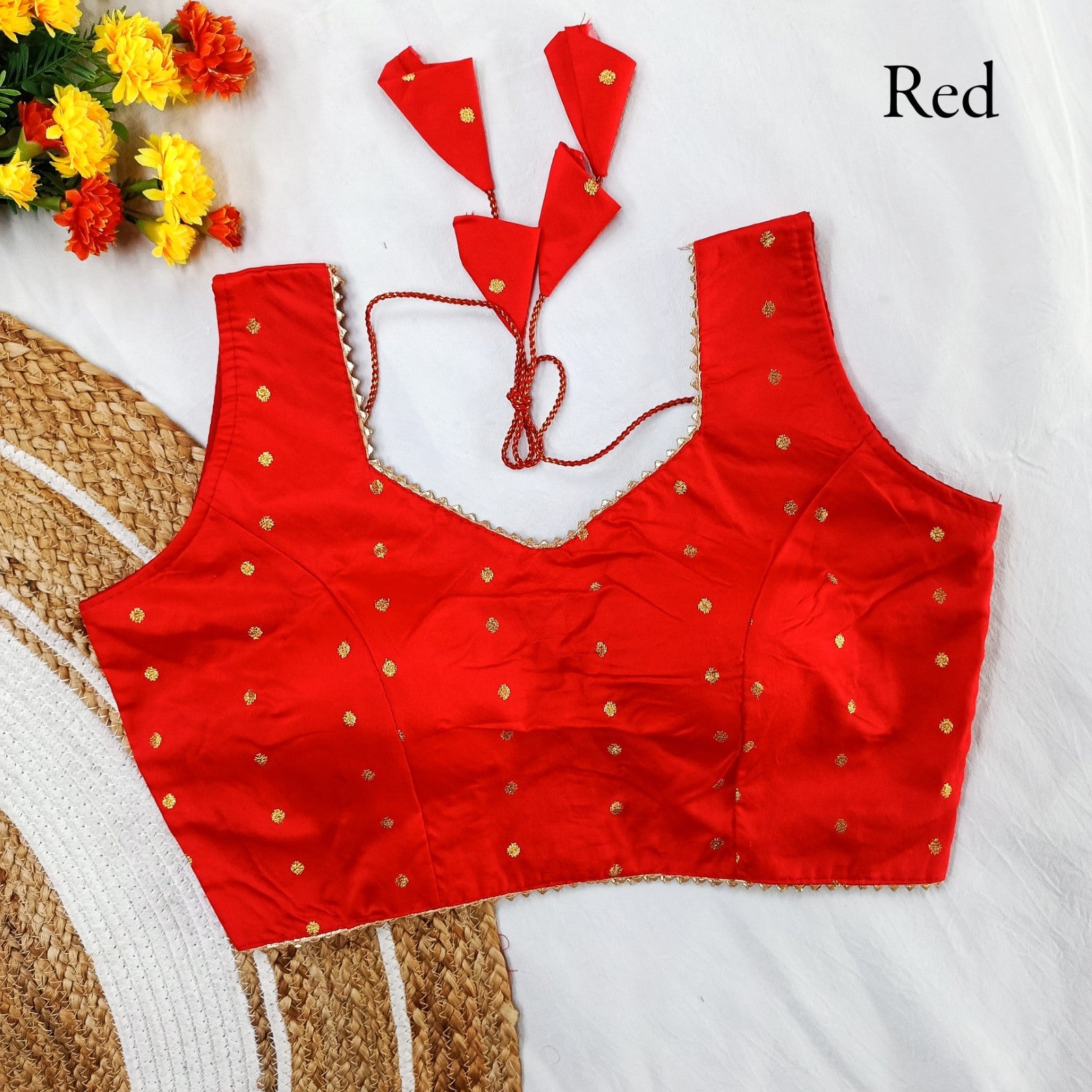 Readymade Tapeta silk Weaving zari butti work Padded Sleeveless Blouse