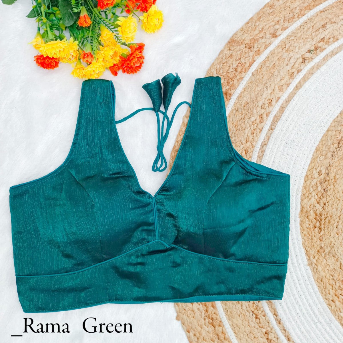 Deep v neck Sleeveless Padded Chiffon silk Bollywood style Blouse