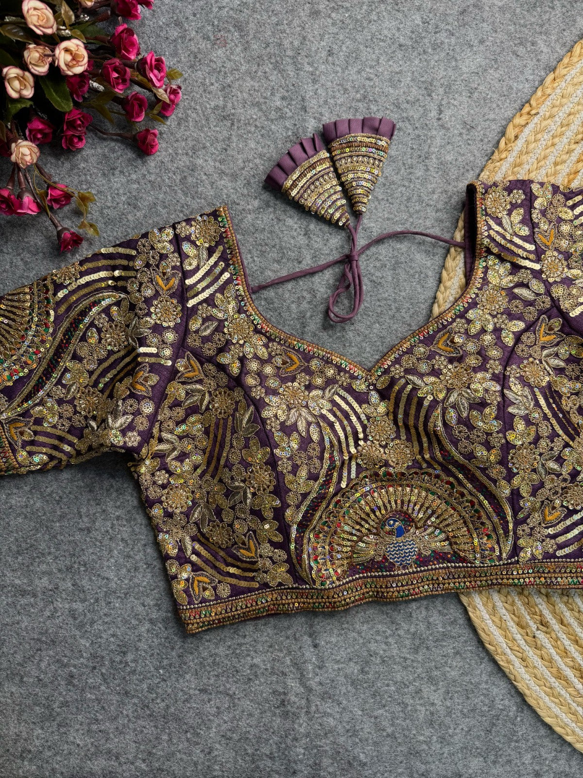 Pure soft Italian silk Embroidered with Sequins work Padded Readymade blouse