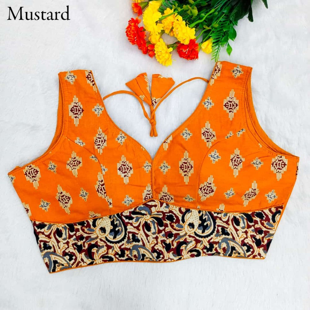 Pure Cotton fabric Printed Sleeveless Padded Sabyasachi style Blouse