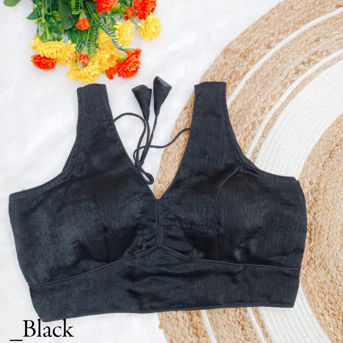 Deep v neck Sleeveless Padded Chiffon silk Bollywood style Blouse