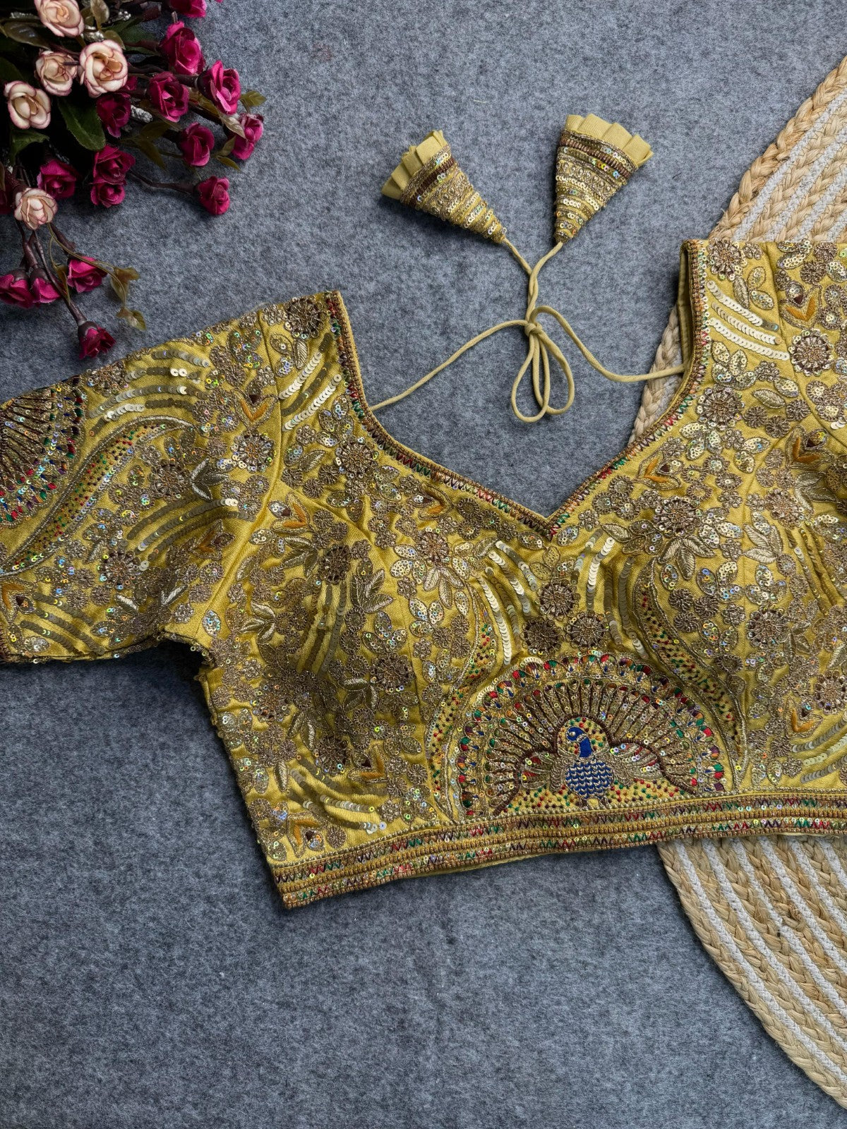 Pure soft Italian silk Embroidered with Sequins work Padded Readymade blouse