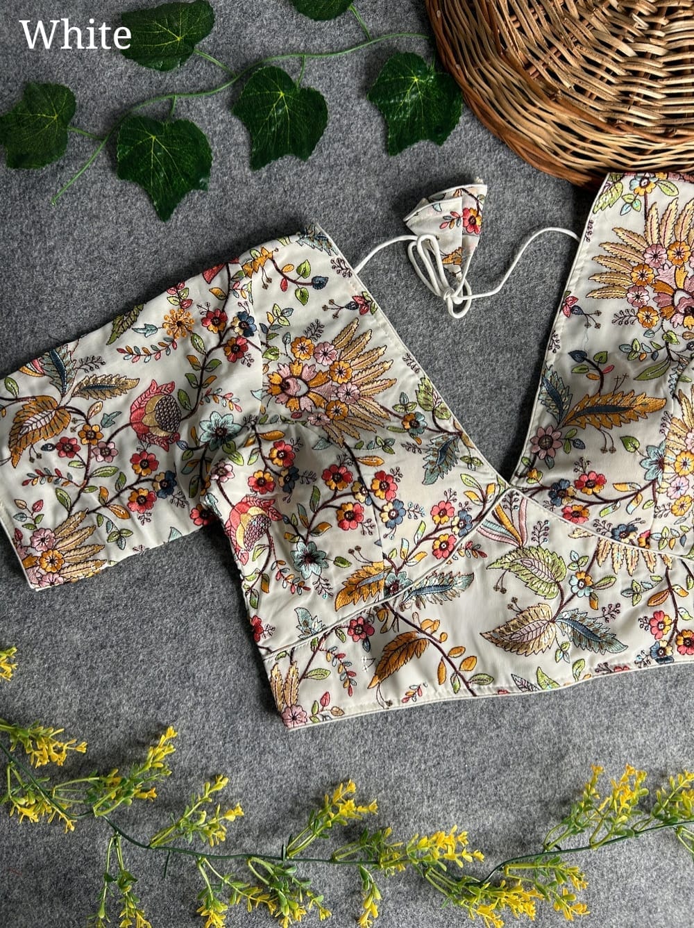 Pure faux georgette Sequins with embroidery work printed V neck Padded blouse