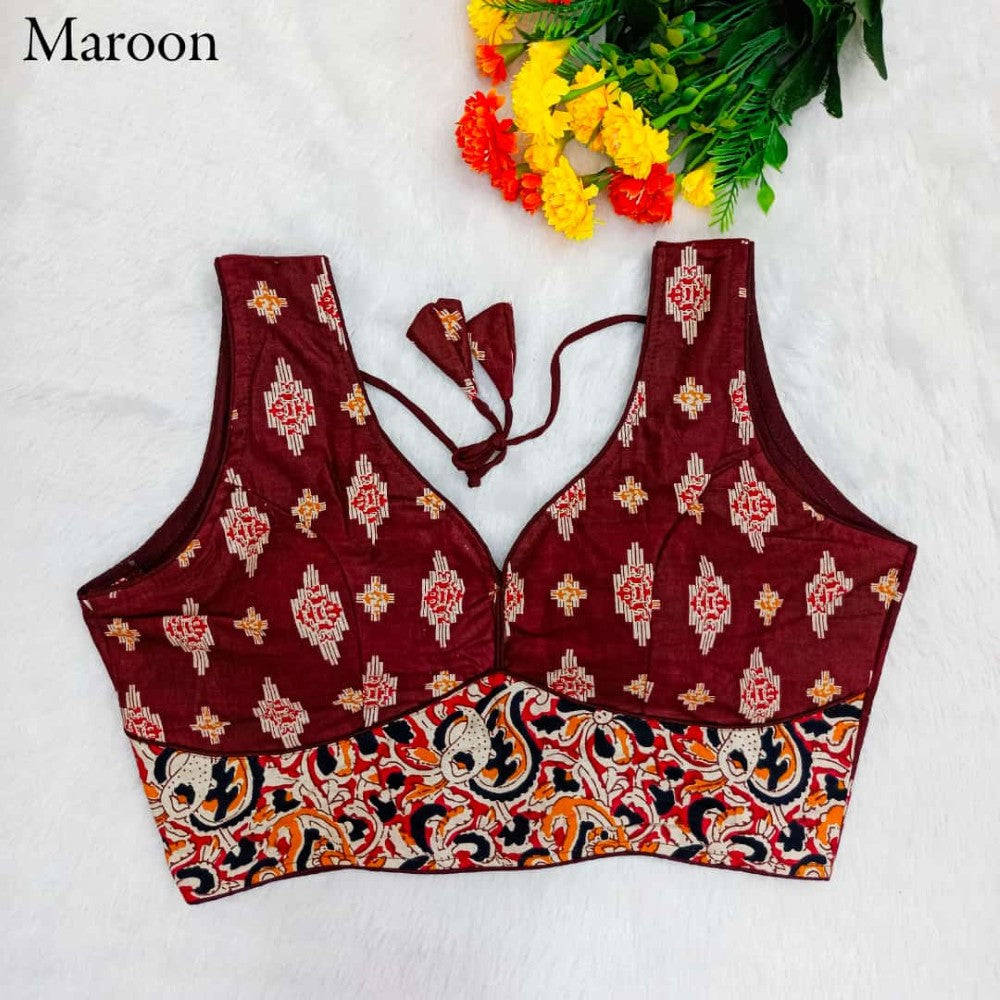 Pure Cotton fabric Printed Sleeveless Padded Sabyasachi style Blouse