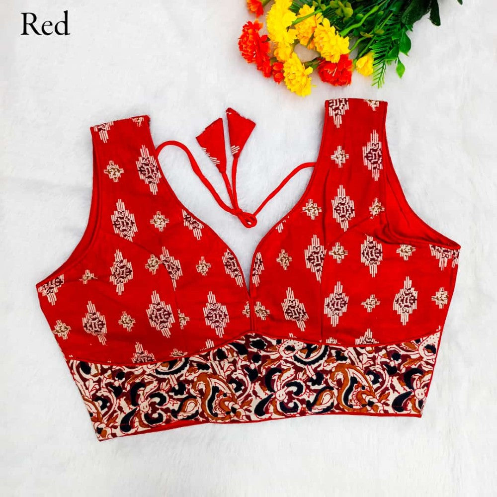 Pure Cotton fabric Printed Sleeveless Padded Sabyasachi style Blouse