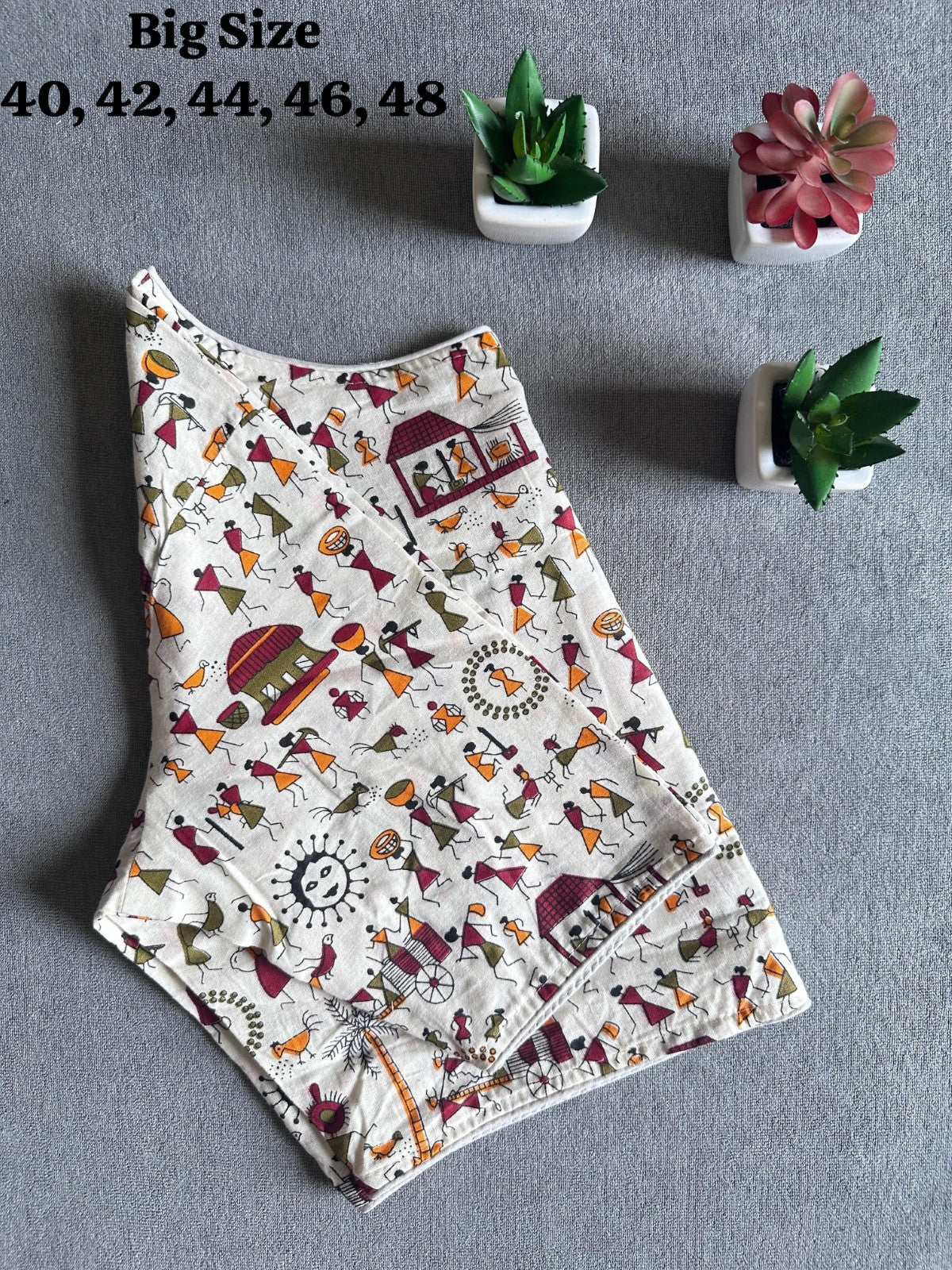 Boat neck Pure cotton Printed Non padded White Blouse