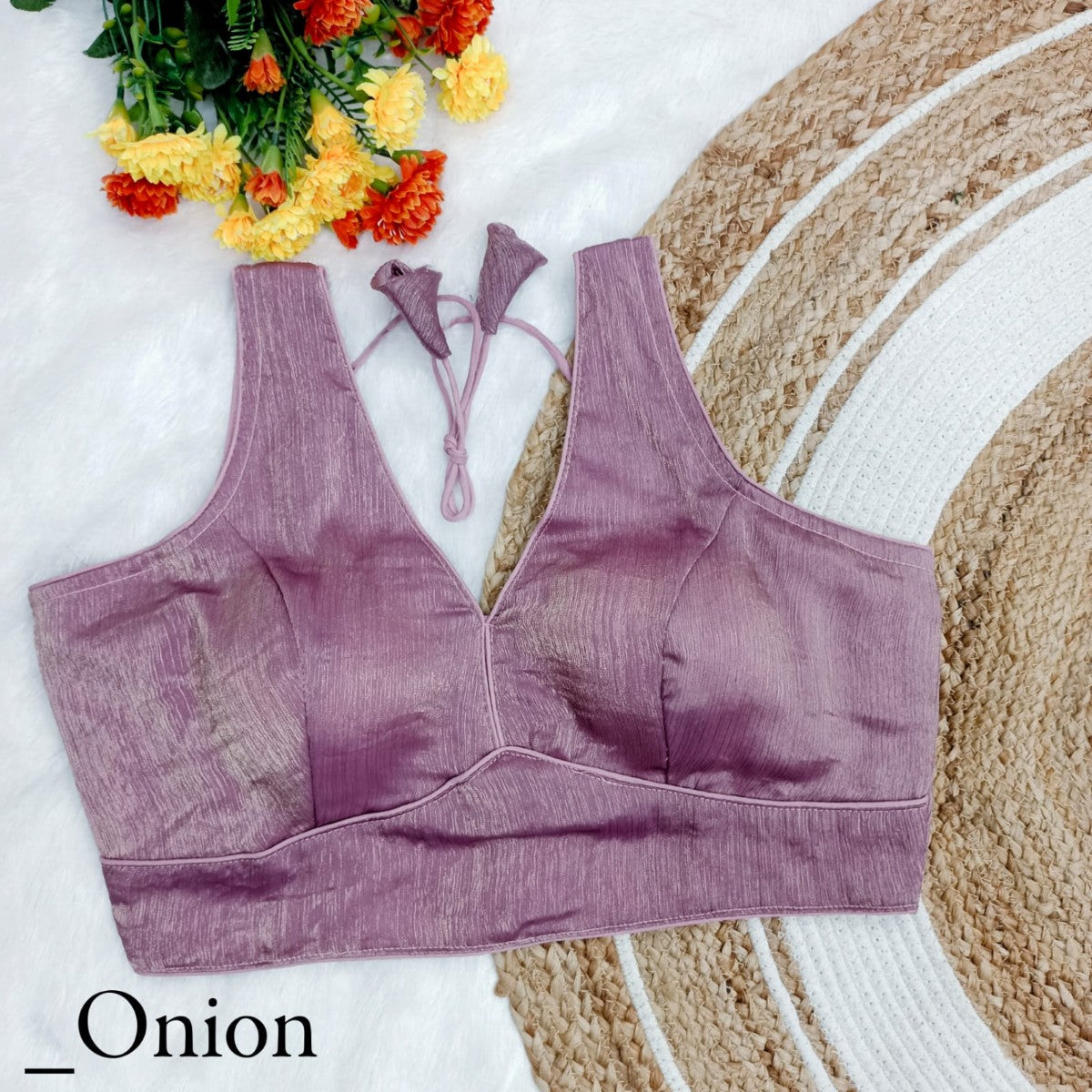Deep v neck Sleeveless Padded Chiffon silk Bollywood style Blouse