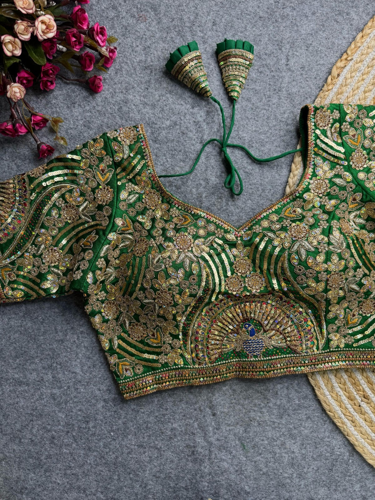 Pure soft Italian silk Embroidered with Sequins work Padded Readymade blouse