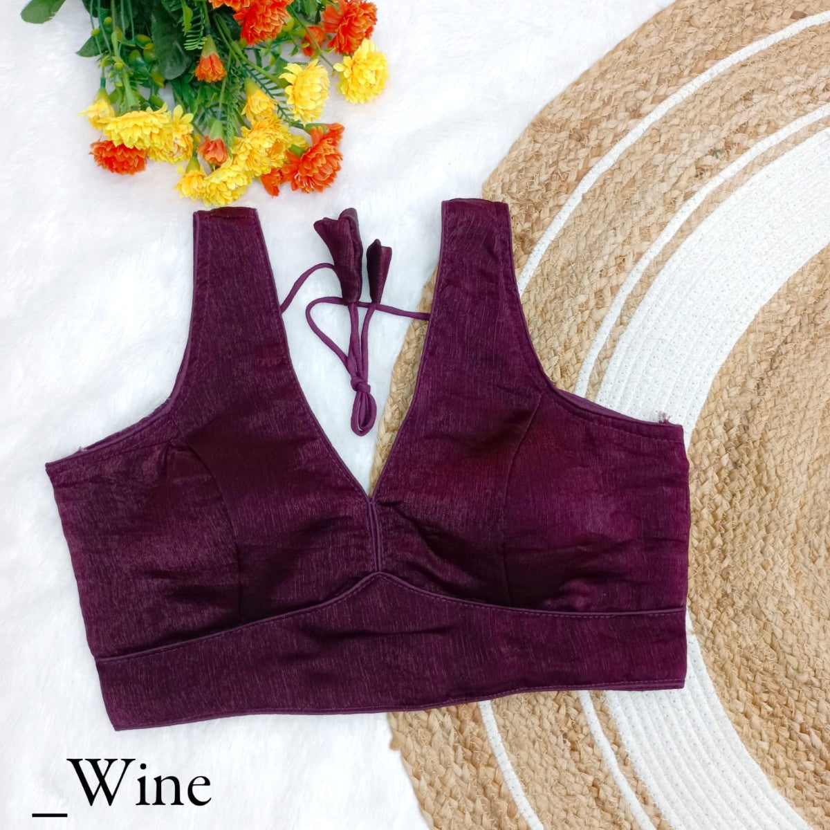 Deep v neck Sleeveless Padded Chiffon silk Bollywood style Blouse