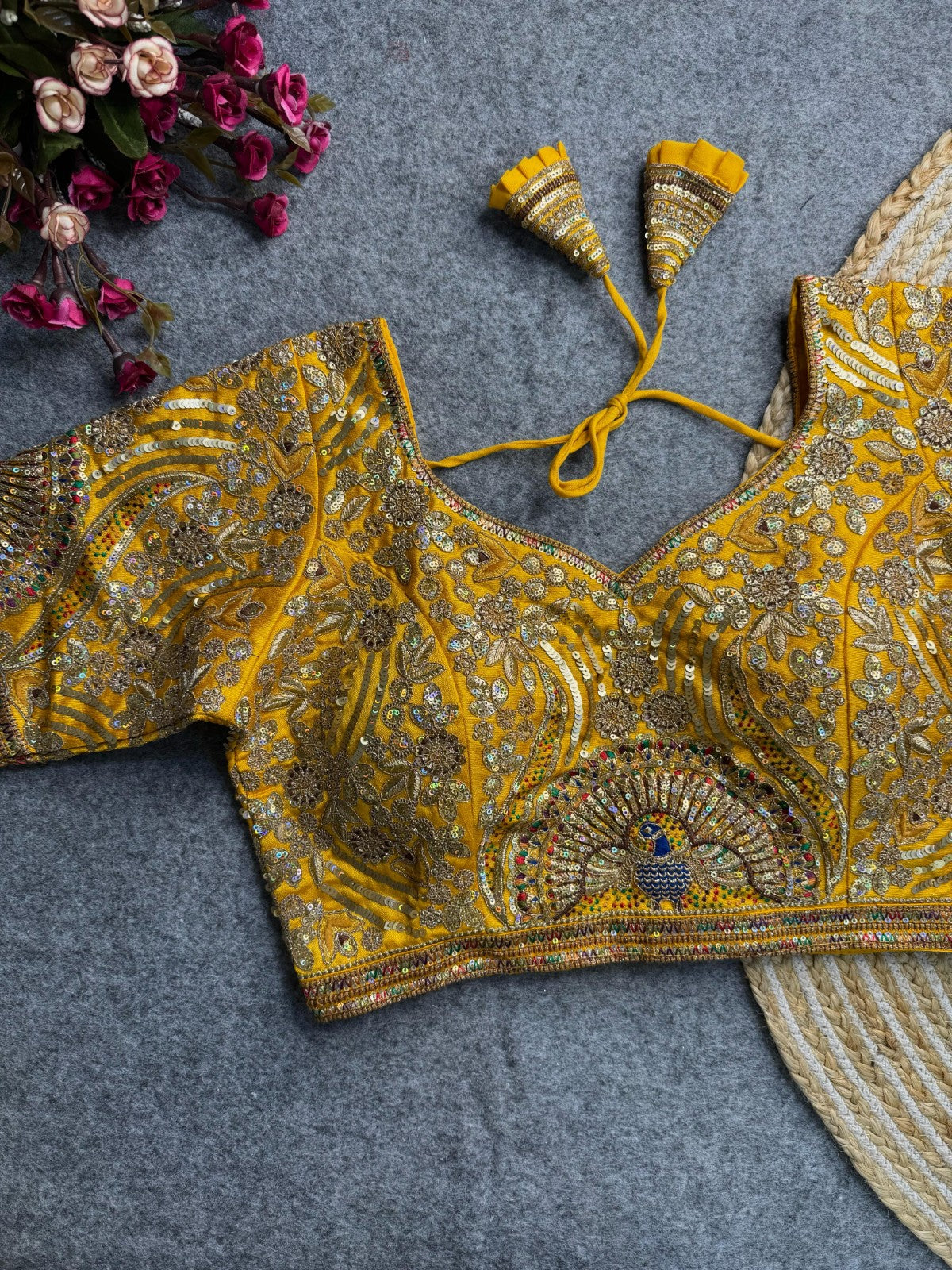 Pure soft Italian silk Embroidered with Sequins work Padded Readymade blouse