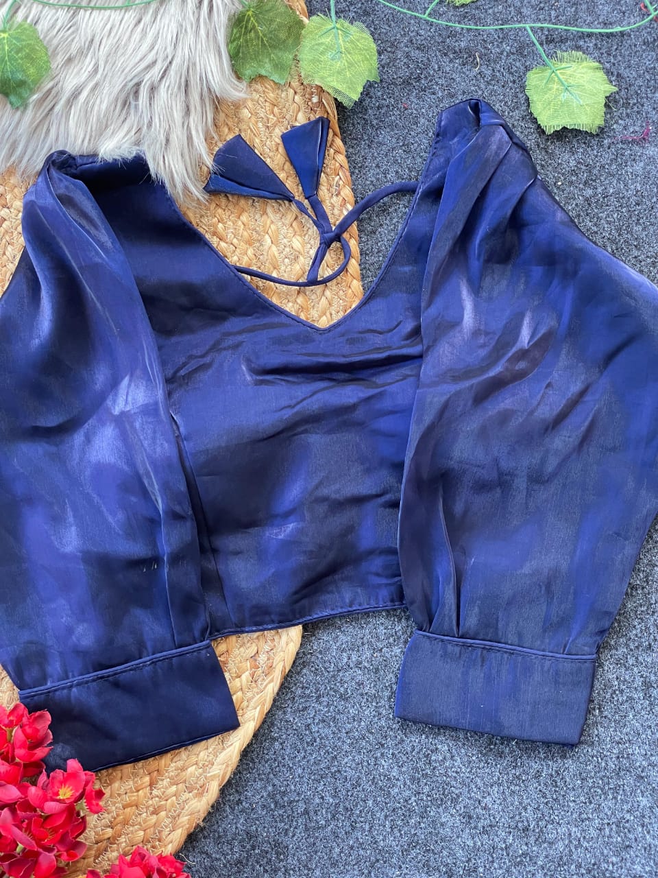 Readymade Long sleeves Padded Pure silk fabric Saree blouse